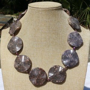 Boho Necklace Polished Agate Chunky Natural Stone